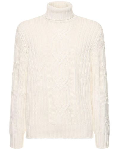 Brunello Cucinelli Cashmere Knit Turtleneck Sweater - Natural