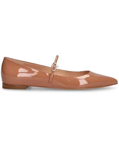 Gianvito Rossi 5Mm Ribbon Patent Leather Maryjane Flats - Pink