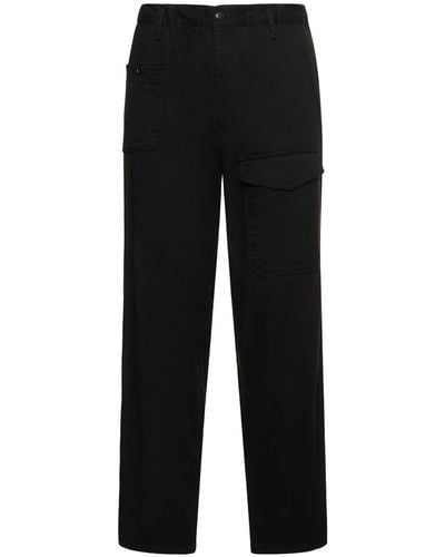 Yohji Yamamoto J-No Tuck Pocket Cotton Drill Trousers - Black