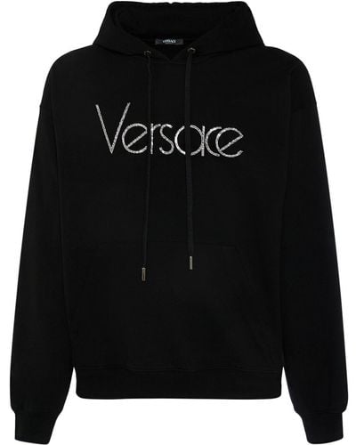 Versace コットンジャージーフーディー - ブラック