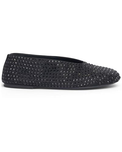 Khaite 5Mm Marcy Embellished Satin Flat Shoes - Black