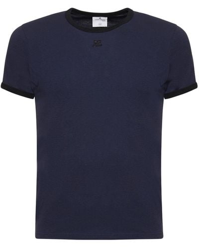 Courreges T-shirt Mit Kontrastierendem Jersey - Blau