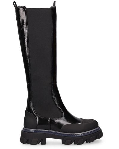 Ganni 50Mm Cleated High Chelsea Boots - Black