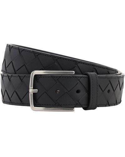 Bottega Veneta 3.5cm New Intreccio Buckle Leather Belt - Black