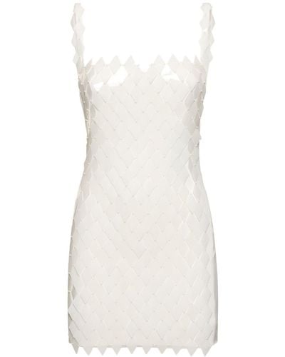 The Attico Rue Sequined Sleeveless Mini Dress - White