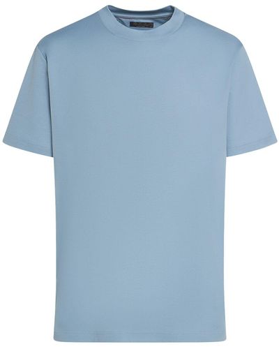 Loro Piana T-shirt à col ras-du-cou en jersey de coton - Bleu
