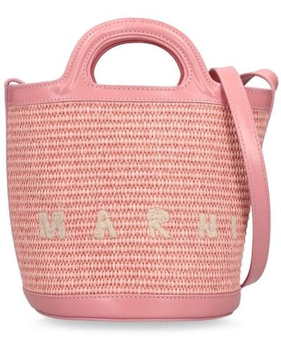 Marni Mini Raffia Effect Bucket Bag - Pink