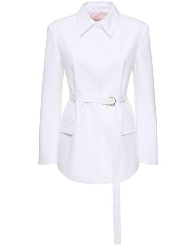 Valentino Poplin Shirt Jacket W/ Belt - White