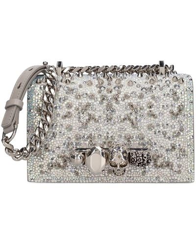 Alexander McQueen Mini Jeweled Satchel Embellished Bag - Gray