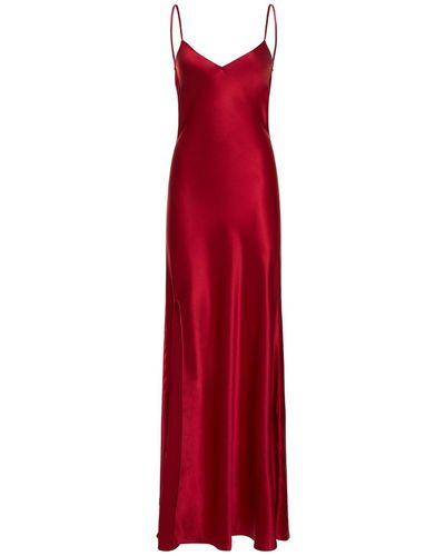 STAUD Alexa Side-slit Satin Gown - Red