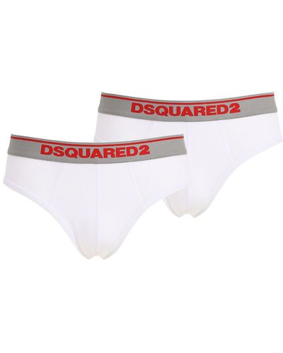 DSquared² Paquete De 2 Calzones De Jersey Modal Con Logo - Blanco