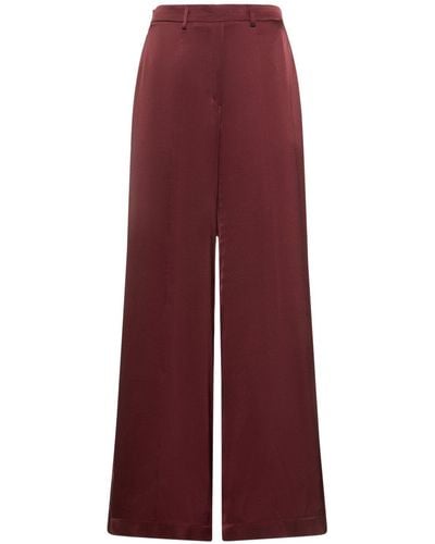 Forte Forte Stretch Silk Satin Wide Trousers - Red
