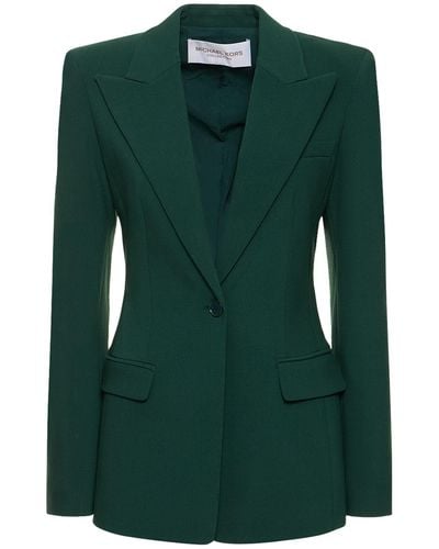 Michael Kors Georgina Single Breast Wool Crepe Jacket - Green