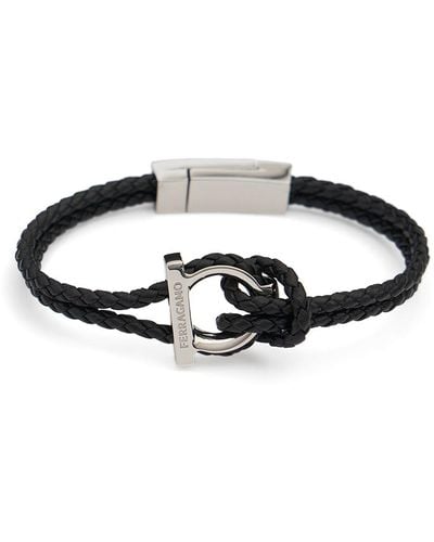 Ferragamo Salvatore Double Woven Leather Bracelet - Black