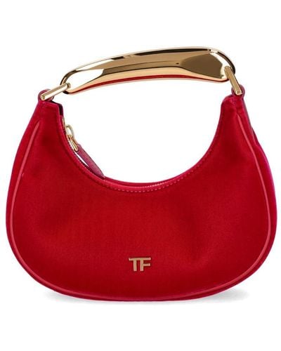 Tom Ford Mini Velvet Top Handle Hobo Bag - Red