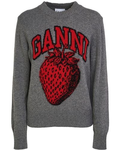 Ganni Signature Strawberry Jumper - Grey
