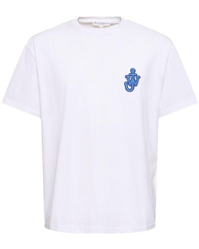 JW Anderson T-shirt in jersey di cotone con patch - Bianco
