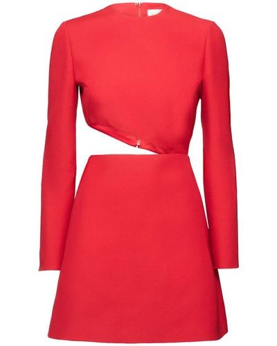 Valentino Crepe Couture Side Cut Out Mini Dress - Red