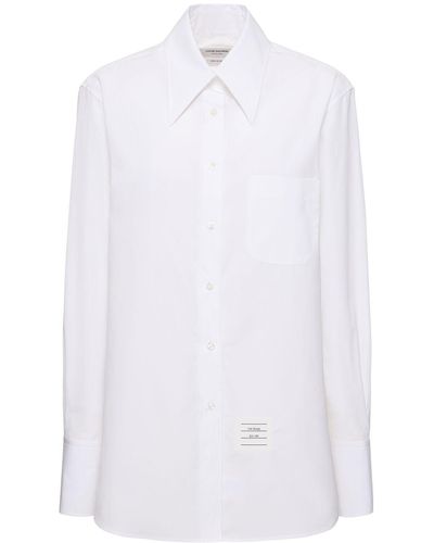 Thom Browne Klassisches Hemd Aus Baumwollpopeline - Weiß
