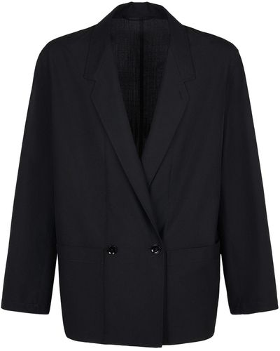 Lemaire Double Breast Wool Blend Jacket - Blue