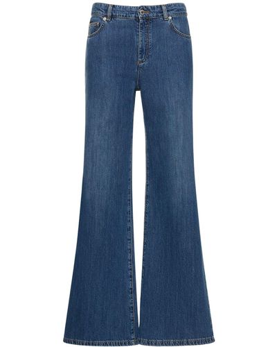 Moschino Denim Cotton Low Rise Wide Jeans - Blue