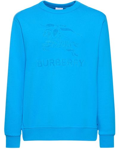 Burberry Felpa girocollo rayner in cotone - Blu