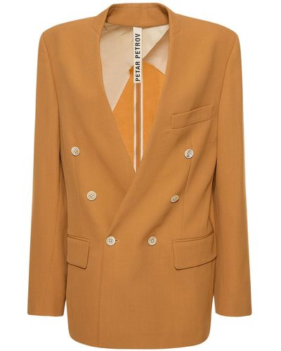 Petar Petrov Zweireihiger Blazer Aus Grain De Poudre - Braun