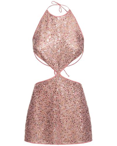 Oséree Embellished Cut Out Mini Dress - Pink