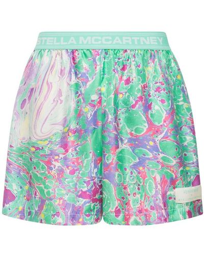 Stella McCartney Shorts In Raso Stampato - Multicolore
