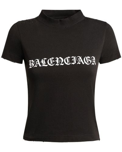 Balenciaga T-shirt Aus Geschrumpfter Baumwolle - Schwarz