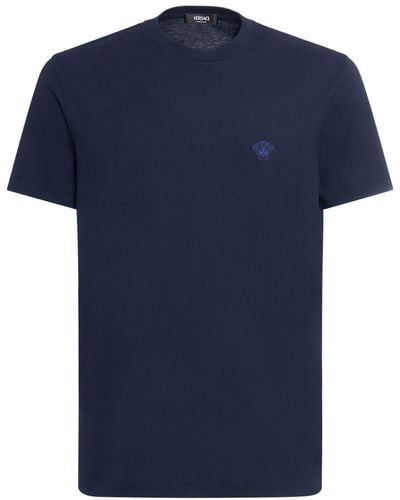 Versace Camiseta de algodón jersey - Azul