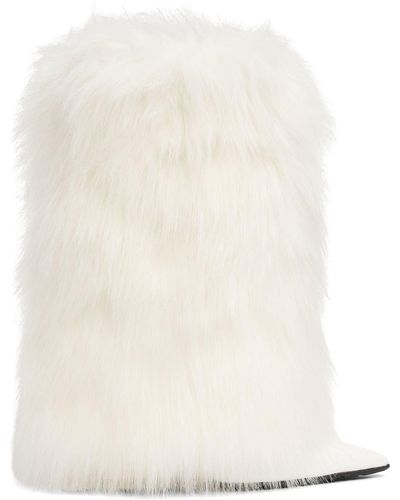 Dolce & Gabbana 105mm Lollo Faux Fur Tall Boots - Natural