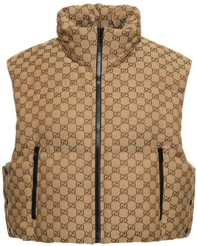 Gucci Monogram-pattern Padded Cotton-blend Gilet - Brown