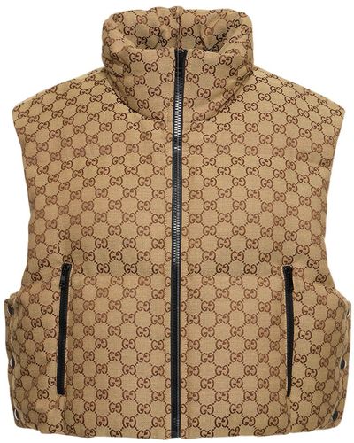 Gucci Veste sans manches GG matelassee en toile - Marron