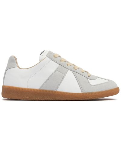 Maison Margiela 20mm Replica Leather & Suede Sneakers - White