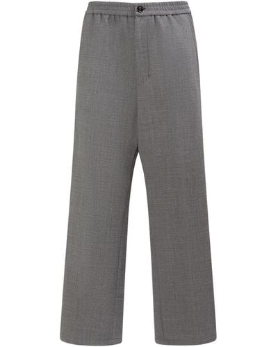 Ami Paris Wool Blend Straight Pants - Gray