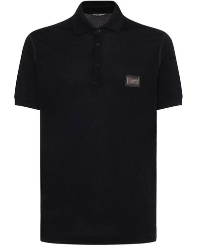Dolce & Gabbana Cotton Polo Shirt W/Logo Plaque - Black