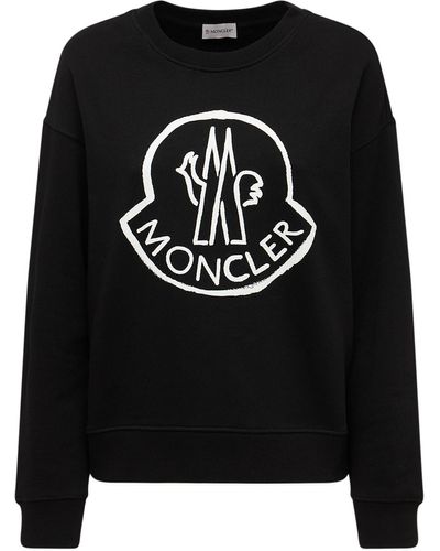 Moncler Logo Printed Cotton Jersey Sweatshirt - Black