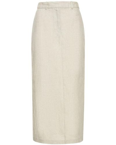 Reformation Gia Linen Midi Skirt - Natural