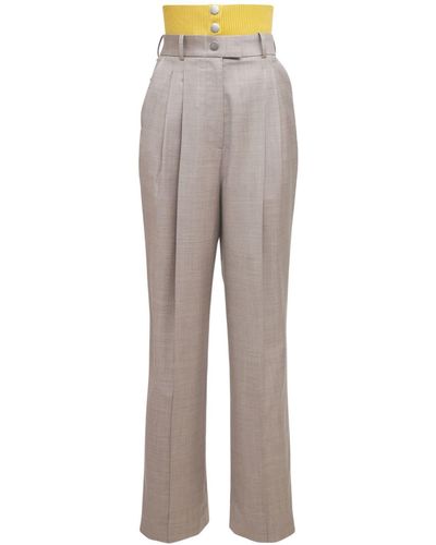 Peter Do Technical Wool Gabardine Tailored Pants - Gray