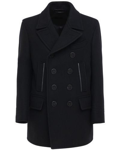 Tom Ford Wool & Cashmere Felt Peacoat - Blue