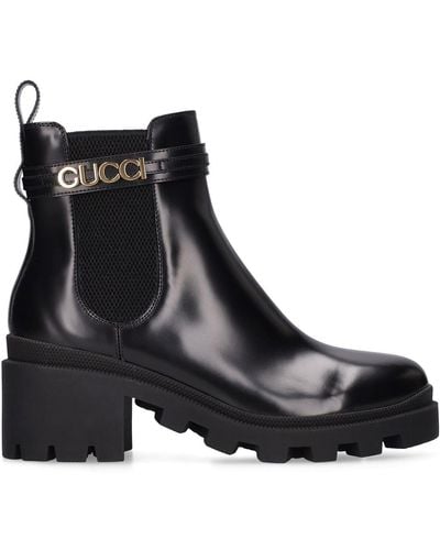 Gucci 50mm Trip Leather Chelsea Boots - Black