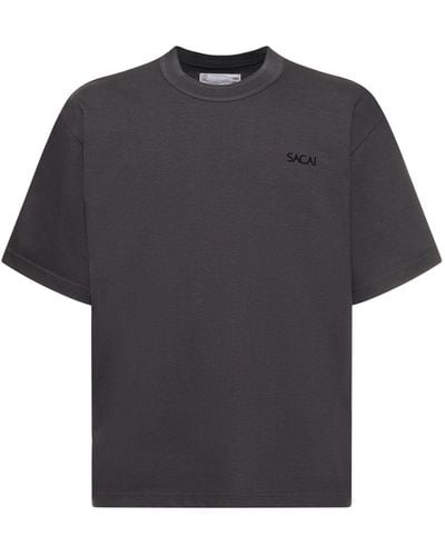 Sacai Cotton Jersey Logo T-Shirt - Black