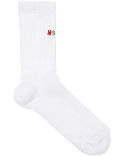 MSGM Socken Aus Baumwollmischung Mit Logointarsien - Weiß