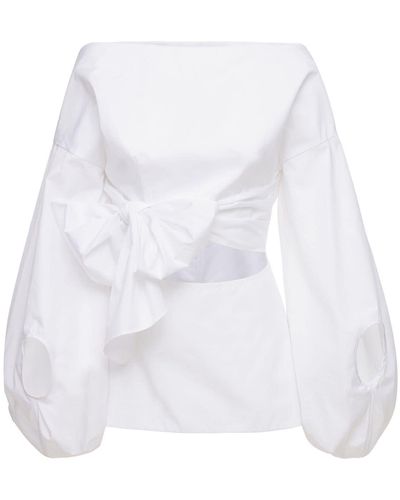 Rosie Assoulin Camicia In Popeline Di Cotone Con Cutout - Bianco