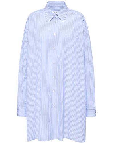 Maison Margiela Striped Cotton Poplin Long Shirt - Blue