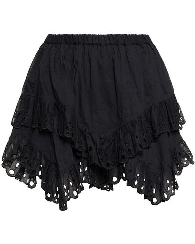Isabel Marant Kaddy Ruffled Cotton Mini Skirt - Black