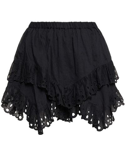 Isabel Marant Minigonna kaddy in cotone con ruches - Nero