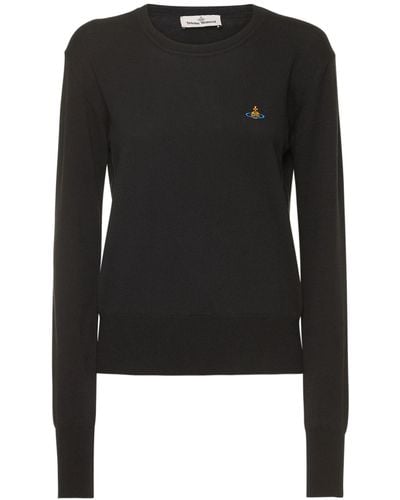 Vivienne Westwood Bea Cotton & Cashmere Knit Logo Sweater - Black