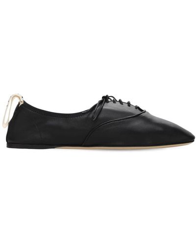 Loewe 10mm Soft Leather Lace-up Derby Flats - Black